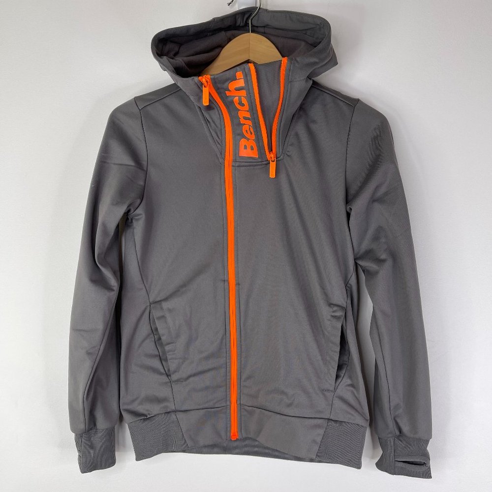 BENCH Girls Gray/Orange Trim Zip Up Hoodie Jacket